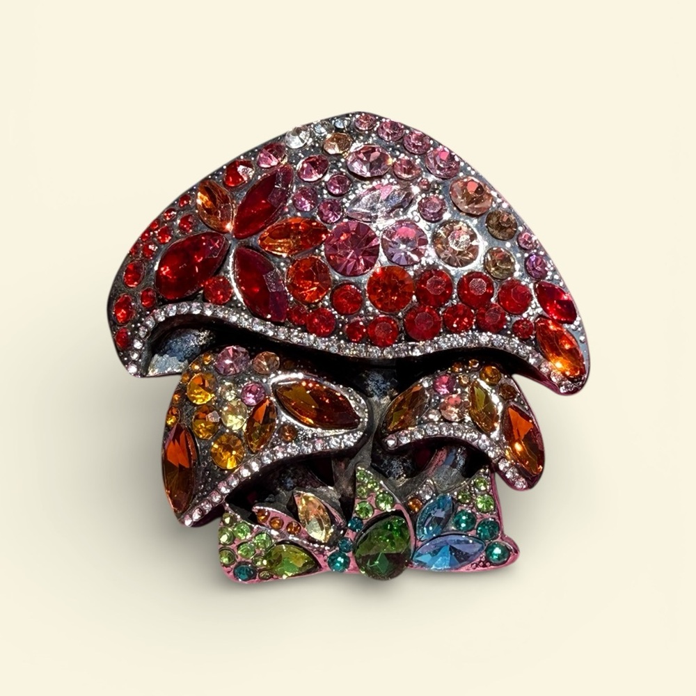 NEW! Mushroom Colorful Crystal Rhinestone Large Brooch